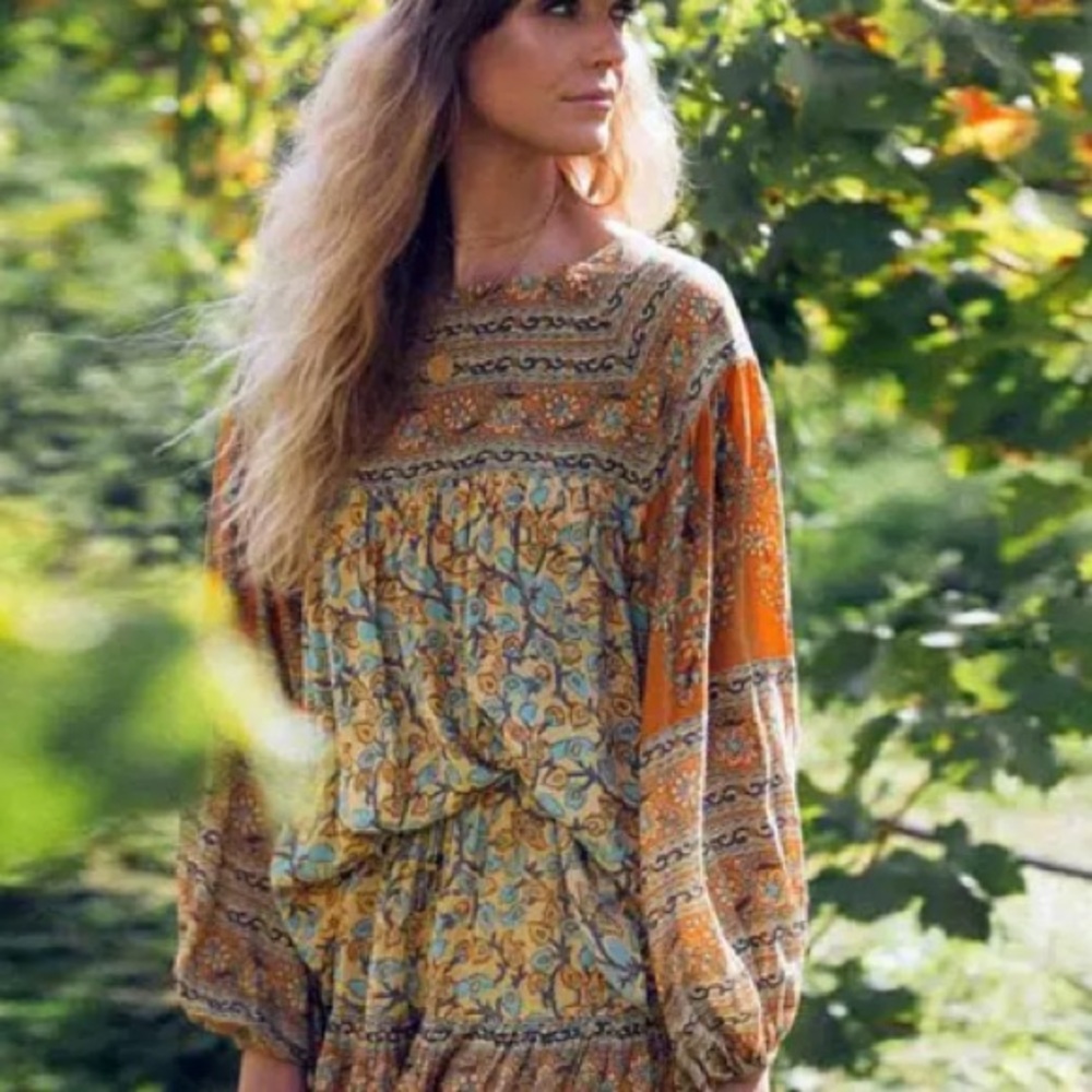 Floral Smock TOP Gold Delirium Blouse - Picture 2 of 6